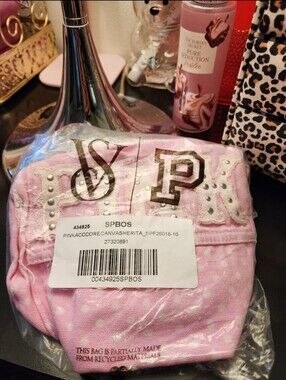 PINK Victoria's Secret Mini Duffle Bag Shoulder Tote Purse Canvas Polka Dots New